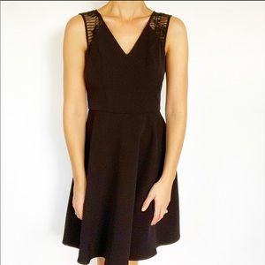 White House Black Market black mesh lace shoulder dress size 00